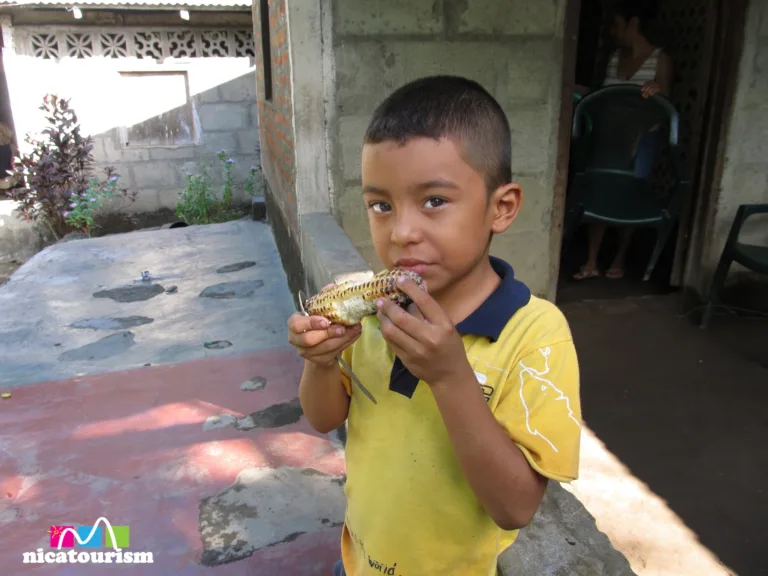 A boy eating corn on the cob in Nicaragua