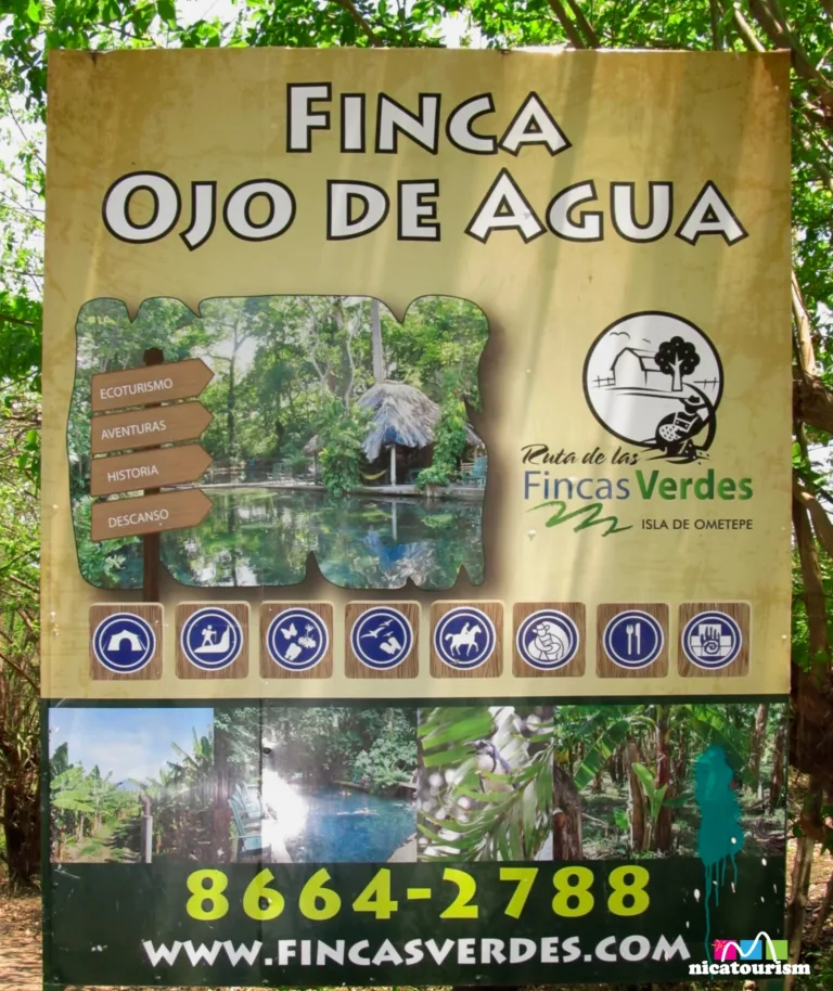 Sign for Finca Ojo de Agua in Ometepe, Nicaragua